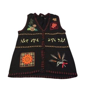 Vtg Fall Theme Knit Sweater Vest